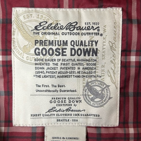 Eddie Bauer Vest Womens Large Red Premium Goose Down Quilted Puffer Full Zip - Picture 4 of 12